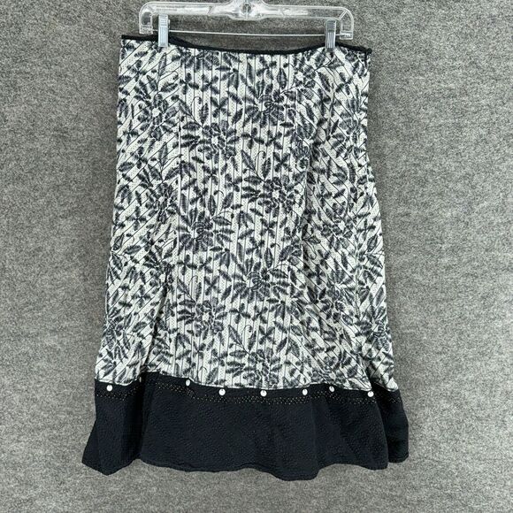 Requirements Dresses & Skirts - Requirements Skirt Women 12 White Floral A-Line Midi Zipper Mid Rise Cotton